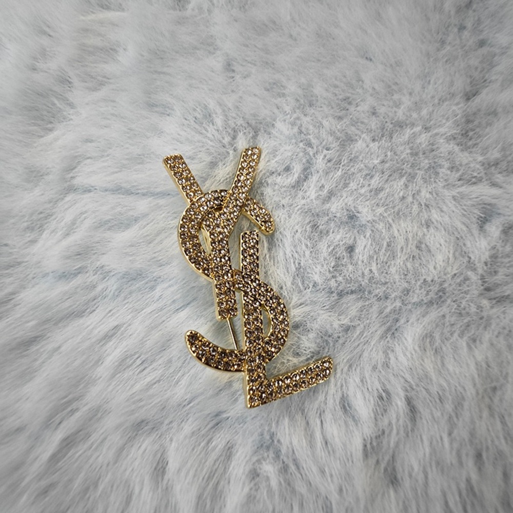 Yves Saint Laurent Rhinestone Embellished Brooch